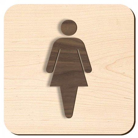 Plaque de porte en bois 3D - toilette femme - version 2
