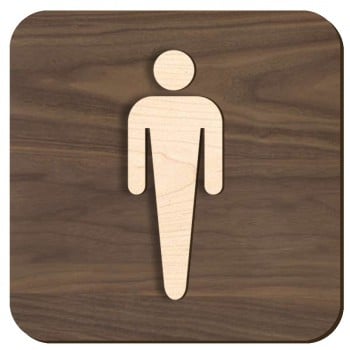 Plaque de porte en bois 3D - toilette homme - version 2