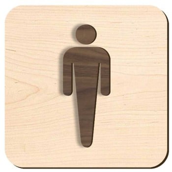 Plaque de porte en bois  - toilette homme - version 2