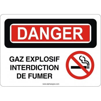 Affiche de sécurité: DANGER Gaz explosif interdiction de fumer
