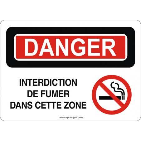 Affiche de sécurité: DANGER Interdiction de fumer dans cette zone