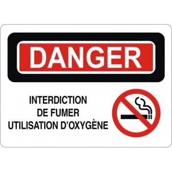 Affiche de sécurité: DANGER Interdiction de fumer utilisation d'oxygène