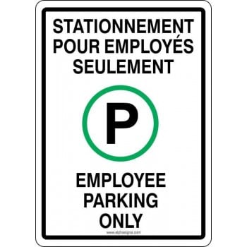Affiche de sécurité standard bilingue: Stationnement pour employés seulement