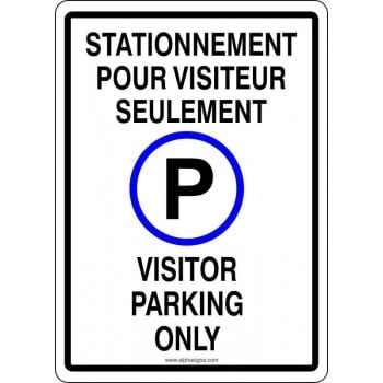 Affiche de stationnement bilingue: Stationnement pour visiteur seulement