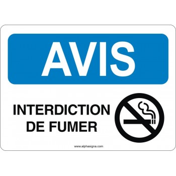 Affiche de sécurité: AVIS Interdiction de fumer