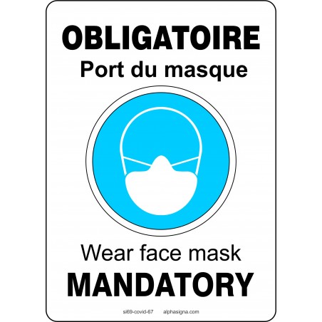 Affiche bilingue: Obligatoire port du masque