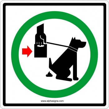 Affiche standard pictogramme seulement: Ramassez les excréments de votre chien