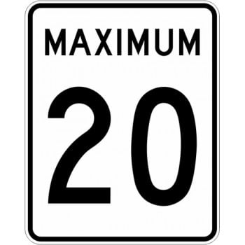 Panneau de limite de vitesse Maximum : 20 km/h