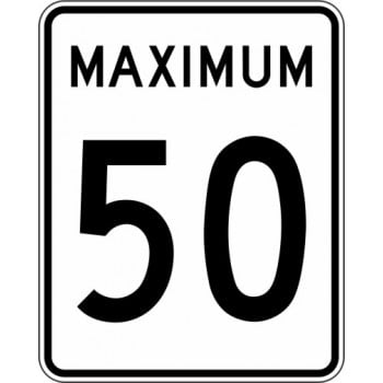 Panneau de prescription de limite de vitesse Maximum : 50 km/h : p-070-2-50
