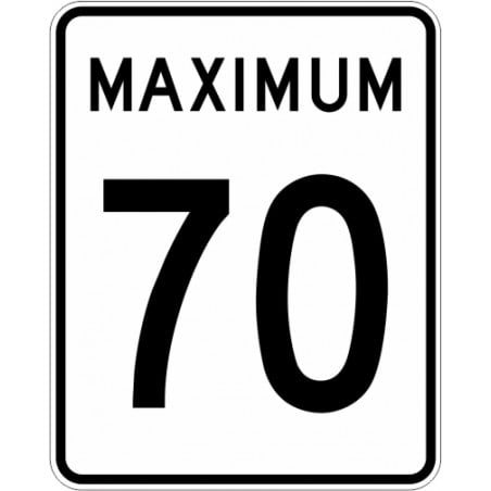 Panneau de limite de vitesse Maximum : 70 km/h