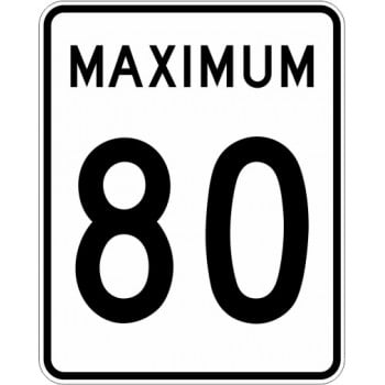 Panneau de limite de vitesse Maximum : 80 km/h