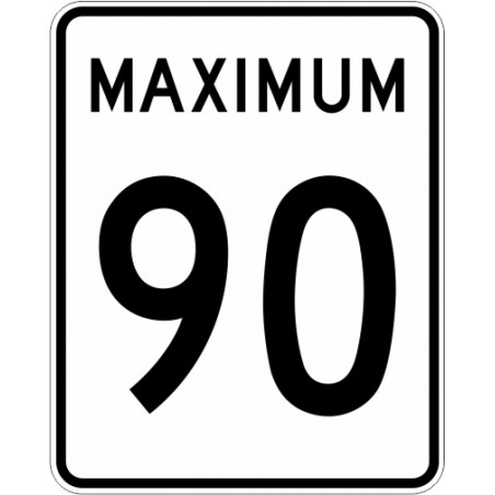 Panneau de prescription de limite de vitesse Maximum : 90 km/h : p-070-2-90