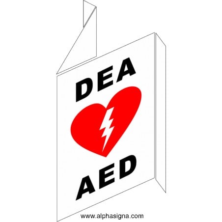 Affiche de sécurité pour défibrillation: DEA / AED (en forme de V)