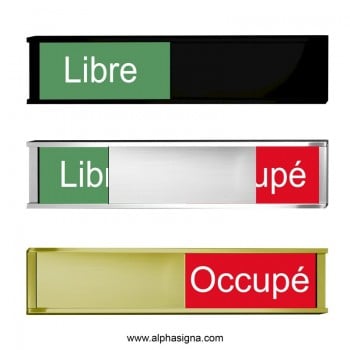 Plaque avec panneau coulissant: Libre / Occupé - rouge et vert