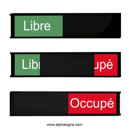 Plaque avec panneau coulissant: Libre / Occupé - rouge et vert