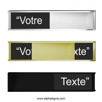 Plaque avec panneau coulissant TEXTE BLANC PERSONNALISABLE