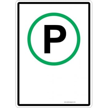 Affiche de stationnement avec TEXTE PERSONNALISABLE: stationnement avec cercle vert
