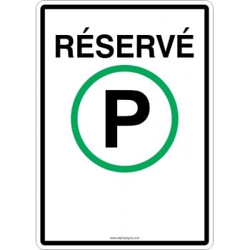 Enseigne de stationnement réservé avec TEXTE PERSONNALISABLE: stationnement permis