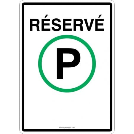 Enseigne de stationnement réservé avec TEXTE PERSONNALISABLE: stationnement permis