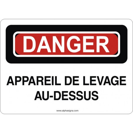 Affiche de sécurité: DANGER Appareil de levage au-dessus