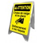 Chevalet de trottoir en aluminium - panneau sandwich - Attention, chutes de neige et/ou glace. Stationnement à vos risques