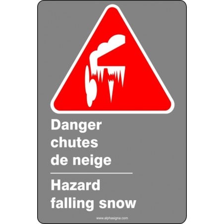 Affiche de sécurité aux normes CSA bilingue: Danger chutes de neige