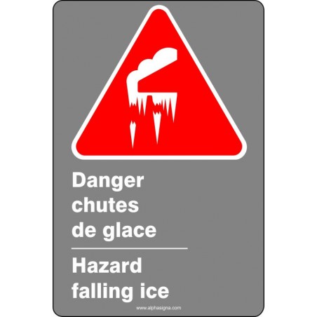 Affiche de sécurité aux normes CSA bilingue: Danger chutes de glace