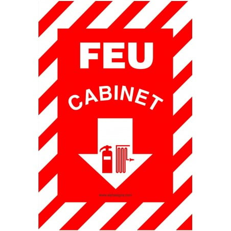 Affiche de sécurité-incendie, plat, avec contour ligné: Cabinet