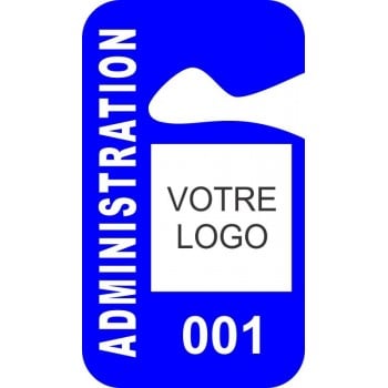 Permis de stationnement (accroche-miroir de pare-brise) PERSONNALISABLE: Administration (bleu)
