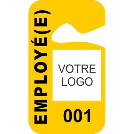 Permis de stationnement (accroche-miroir de pare-brise) PERSONNALISABLE: Employé(e) (jaune)