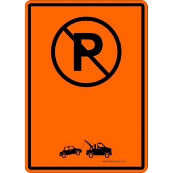 Pancarte de stationnement pour travaux avec TEXTE PERSONNALISABLE: stationnement interdit