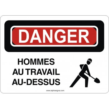 Affiche de sécurité: DANGER Hommes au travail au-dessus