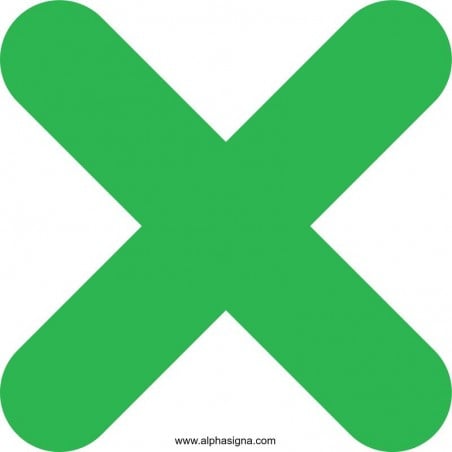 Autocollant de sécurité pour plancher commercial et industriel - forme de X - vert