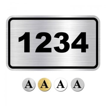 Plaque de numéro de porte intérieure, de forme rectangulaire avec NOMBRE NOIR PERSONNALISABLE