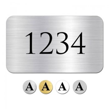 Plaque de numéro de porte intérieure, de forme rectangulaire avec NOMBRE NOIR GRAVÉ PERSONNALISABLE