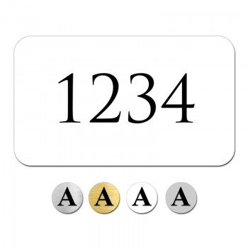 Plaque de numéro de porte intérieure, de forme rectangulaire avec NOMBRE NOIR PERSONNALISABLE