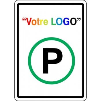 Affiche de Stationnement avec votre LOGO PERSONNALISABLE: Stationnement avec cercle vert