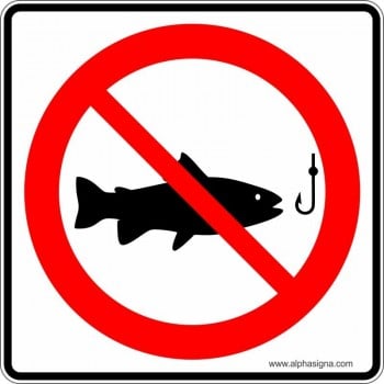 Affiche de sécurité pictogramme pour plein air: Interdiction de pêcher