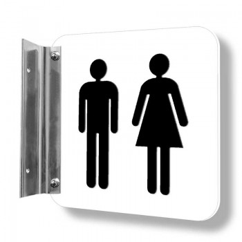 Affiche signalétique de corridor 3D (fixation simple) : Toilettes homme et femme