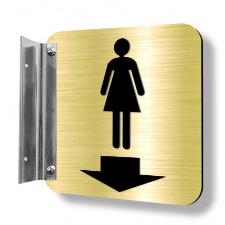 Affiche signalétique de corridor 3D (fixation simple) : Toilettes femme