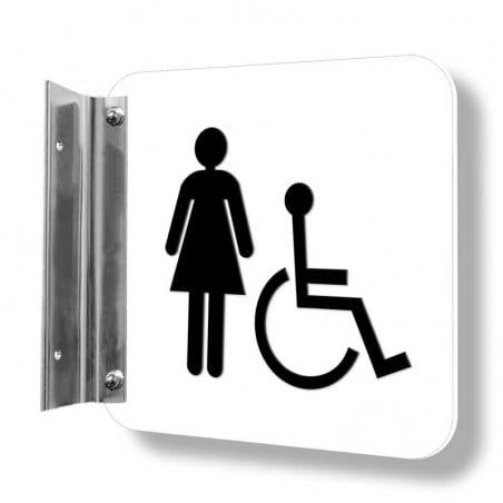 Affiche signalétique de corridor (fixation simple) : Toilettes Femmes - handicapées