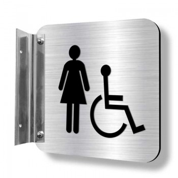 Affiche signalétique de corridor 3D (fixation simple) : Toilettes Femmes - handicapées