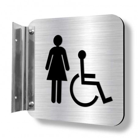 Affiche signalétique de corridor (fixation simple) : Toilettes Femmes - handicapées