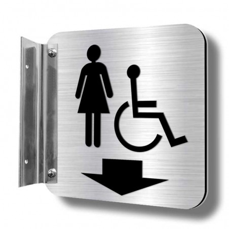 Affiche signalétique de corridor 3D (fixation simple) : Toilettes Femmes - handicapées