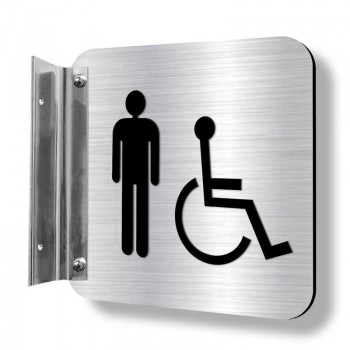 Affiche signalétique de corridor (fixation simple) : Toilettes Hommes - handicapés
