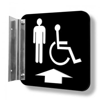 Affiche signalétique de corridor (fixation simple) : Toilettes Hommes - handicapés