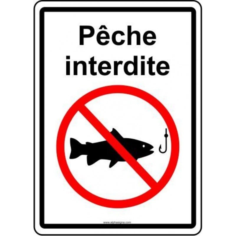 Sticker panneau de signalisation interdiction Panneau Pêche Interdite