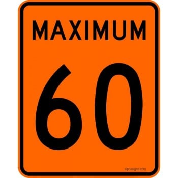 Panneau de prescription de limite de vitesse Maximum : 60 km/h : p-070-2-60    