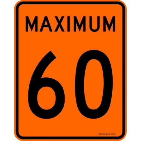 Panneau de prescription de limite de vitesse Maximum : 60 km/h : p-070-2-60    