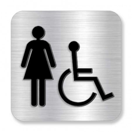 Plaque de porte ou murale avec pictogramme en relief 3D: Femme et handicapée